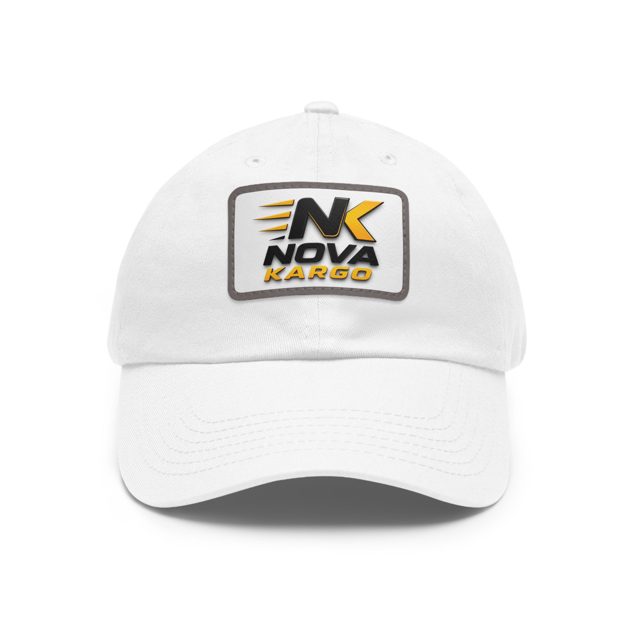 Nova Kargo Leather Patch Dad Hat — Embroidered Rectangle Logo Cap