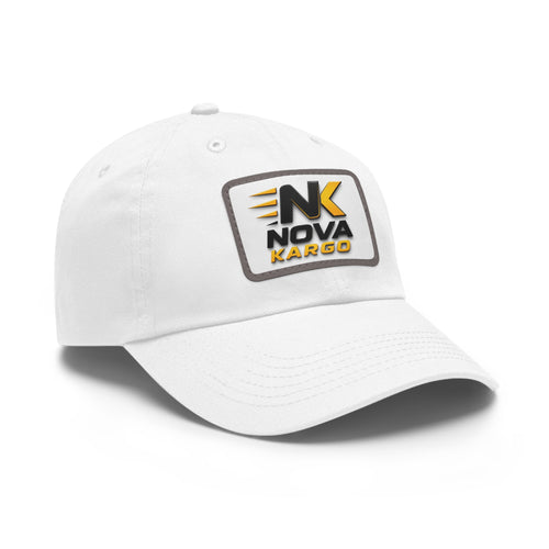 Nova Kargo Leather Patch Dad Hat — Embroidered Rectangle Logo Cap